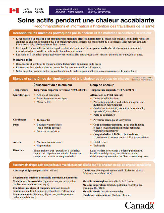 Fiches de renseignements à l’intention des travailleurs de la santé